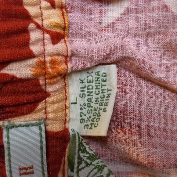 Tommy Bahama L Silk Blend Pants Floral Tropical Wide Leg Elastic Drawstring - Picture 4 of 14